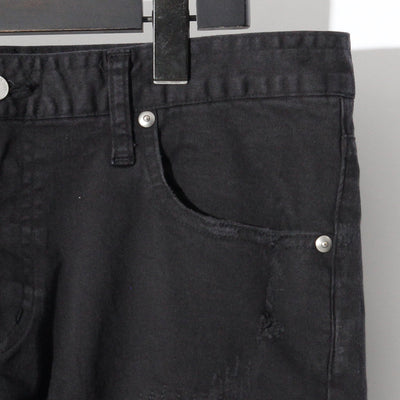 Patched Stretch Skinny Cargo Pants / BLACK