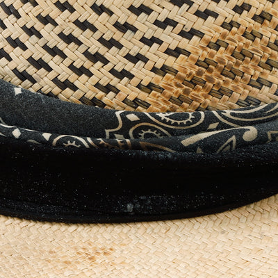 SandSpray Leather&Bandana Burned Panama Hat / BEIGE