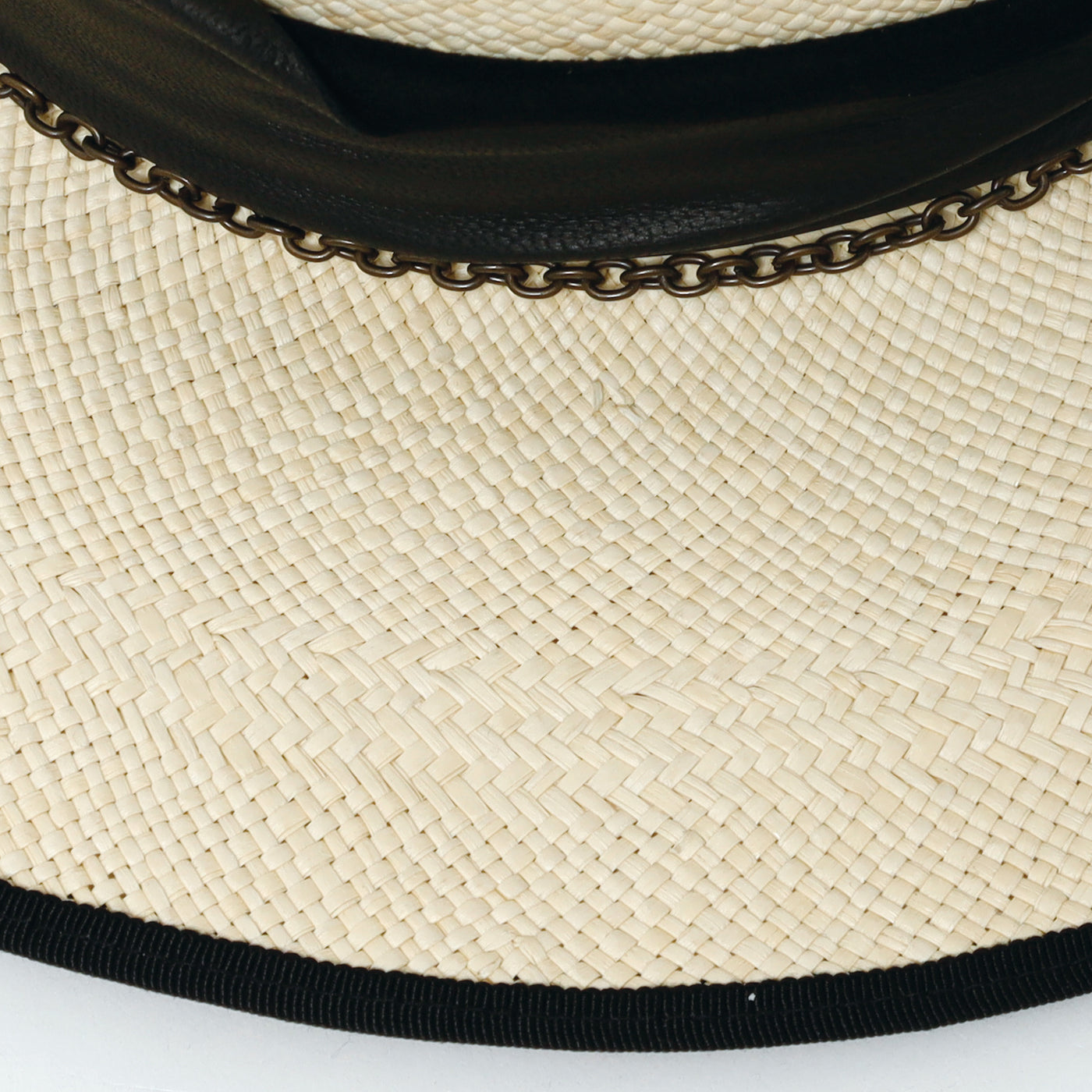 Feather Chain Fedora Panama Hat / BEIGE