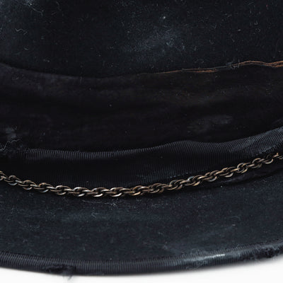 Chain & Leather Painting Fedora Hat / BLACK