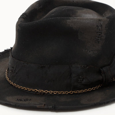 Burned Chain Fedora Hat / BLACK