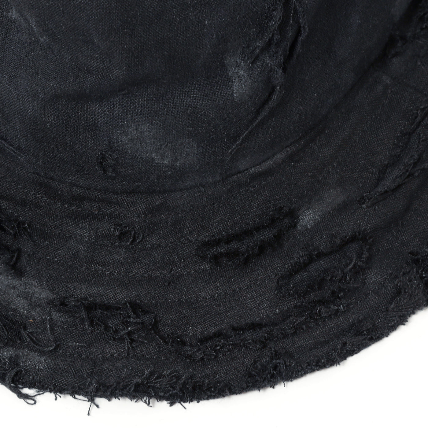 Dirty Black Linen Damaged Fedora Hat / BLACK