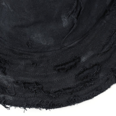 Dirty Black Linen Damaged Fedora Hat / BLACK