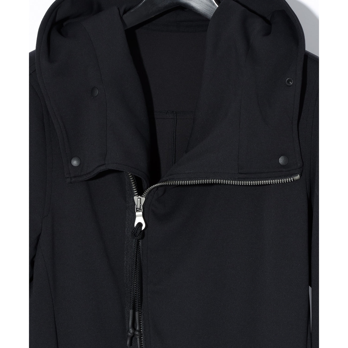 HIGH-NECK LONG HOODIE JK / BLACK