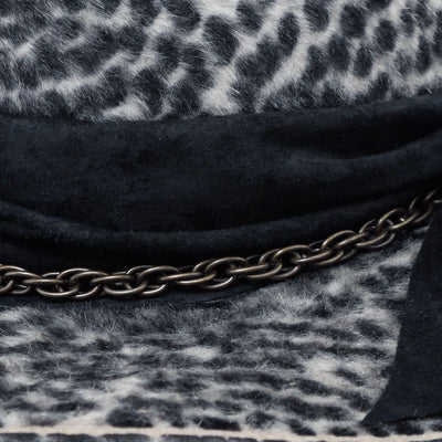 Gray Leopard Leather Chain Hat / GRAY