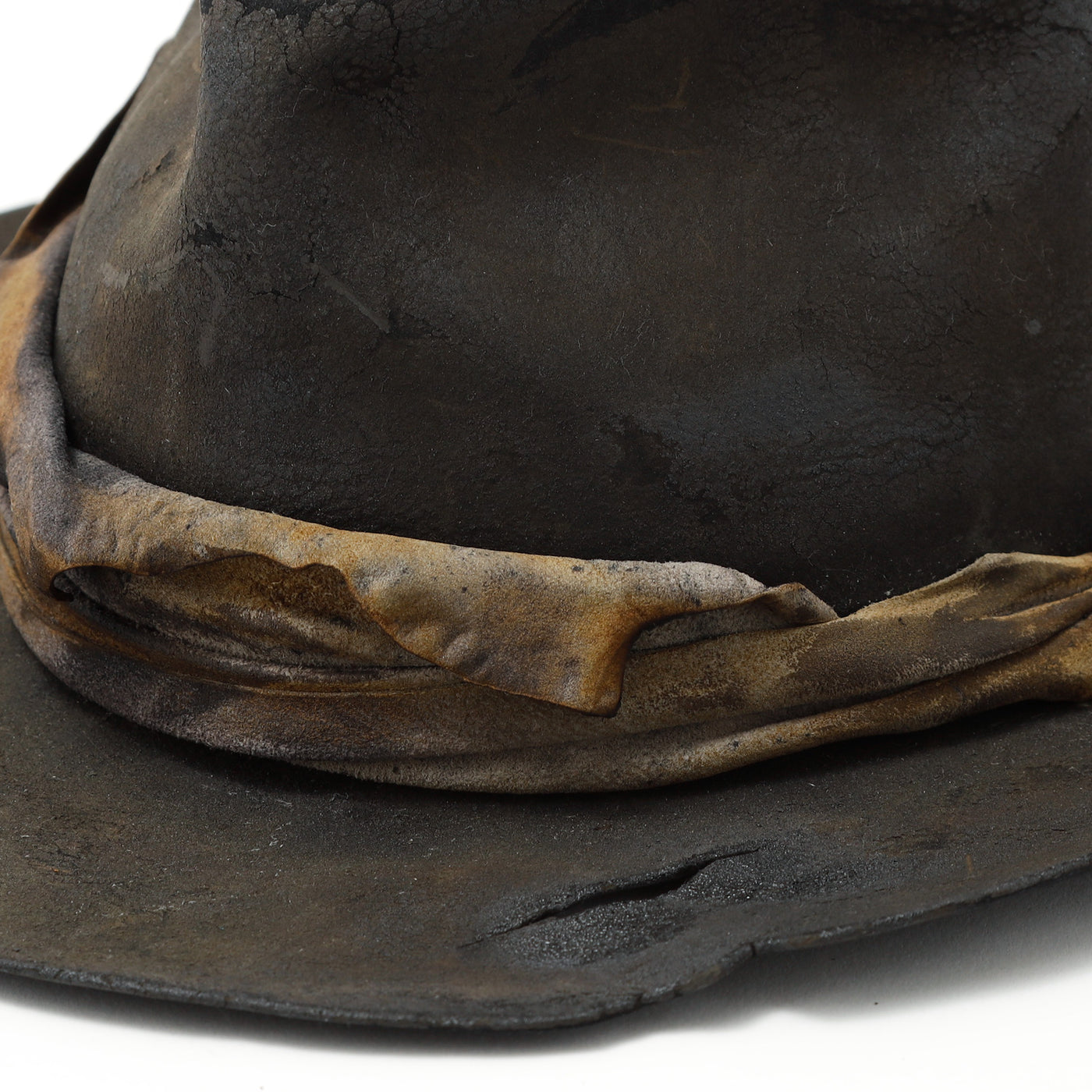 Dyed Leather Rabbit Charcoal Burned Hat / charcoal