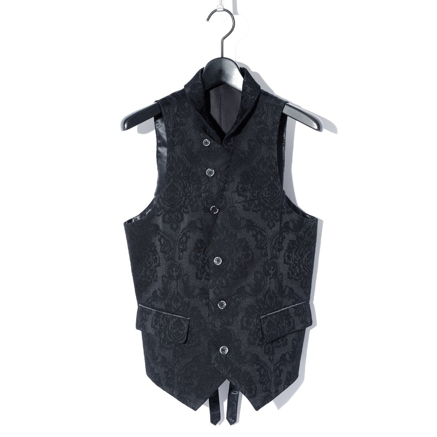 PEAKED LAPEL JACQUARD VEST / BLACK