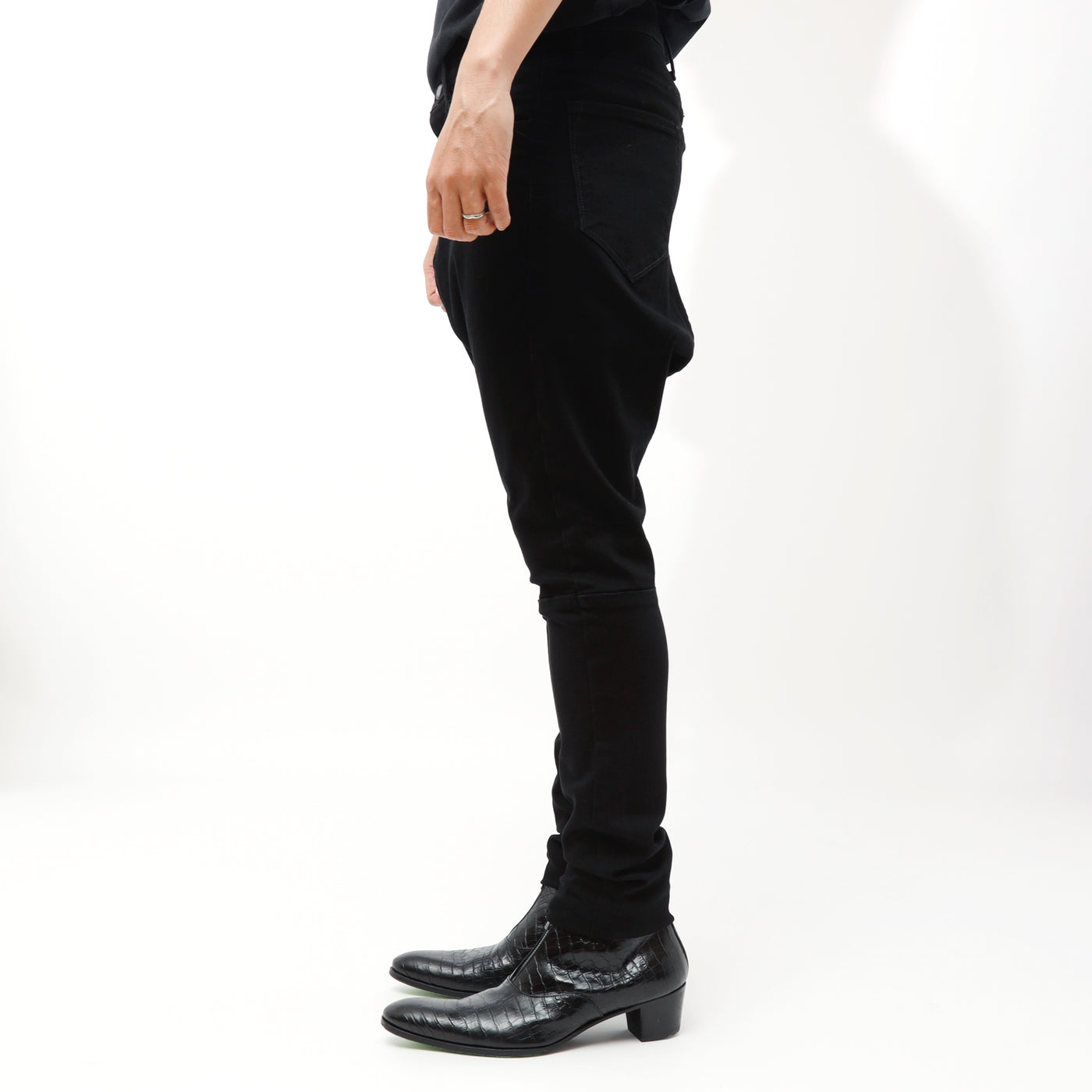 ハイブリットストレッチデニムサルエルPT / BLACK