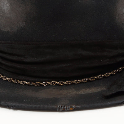 Leather & Chain Western Hat / BLACK