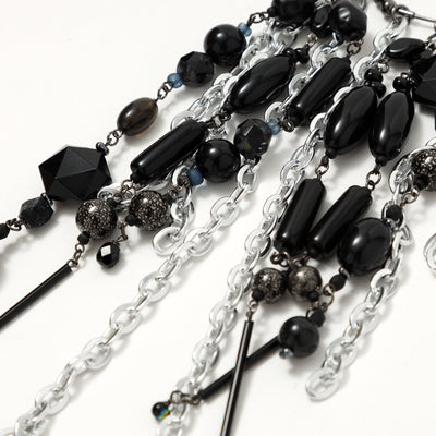深淵 / Abyss / woden / necklace / BLACK/SILVER