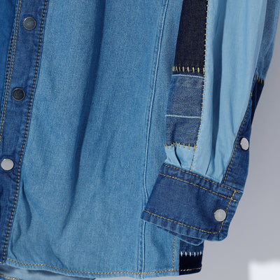 REMAKE PATCH WORK OVERSIZED SHIRT BLOUSON / A:MIX INDIGO PATCH  WORK