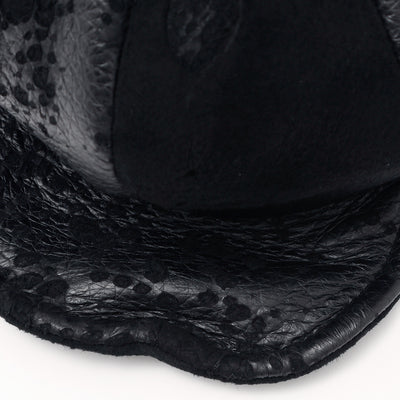Damaged Leather Casquette / BLACK