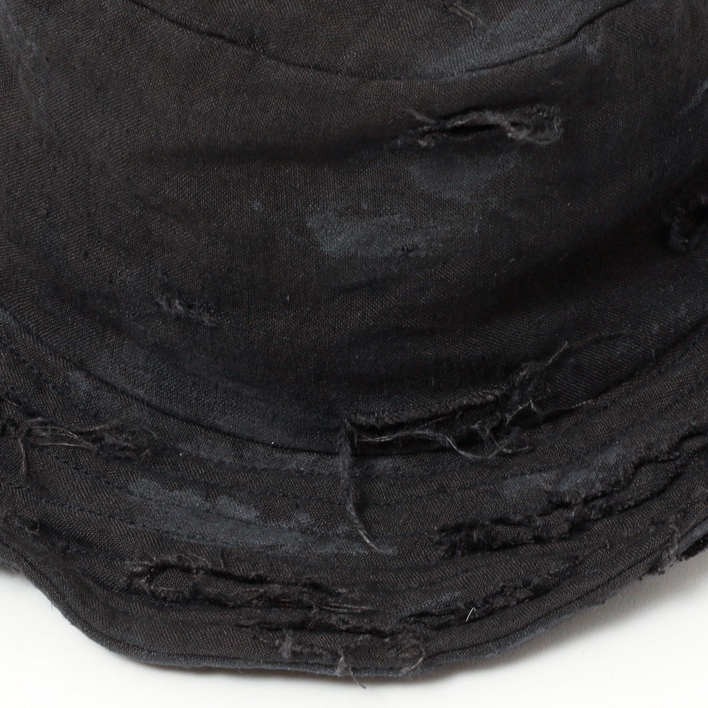 Dirty Black Linen Damaged Bucket Hat / BLACK