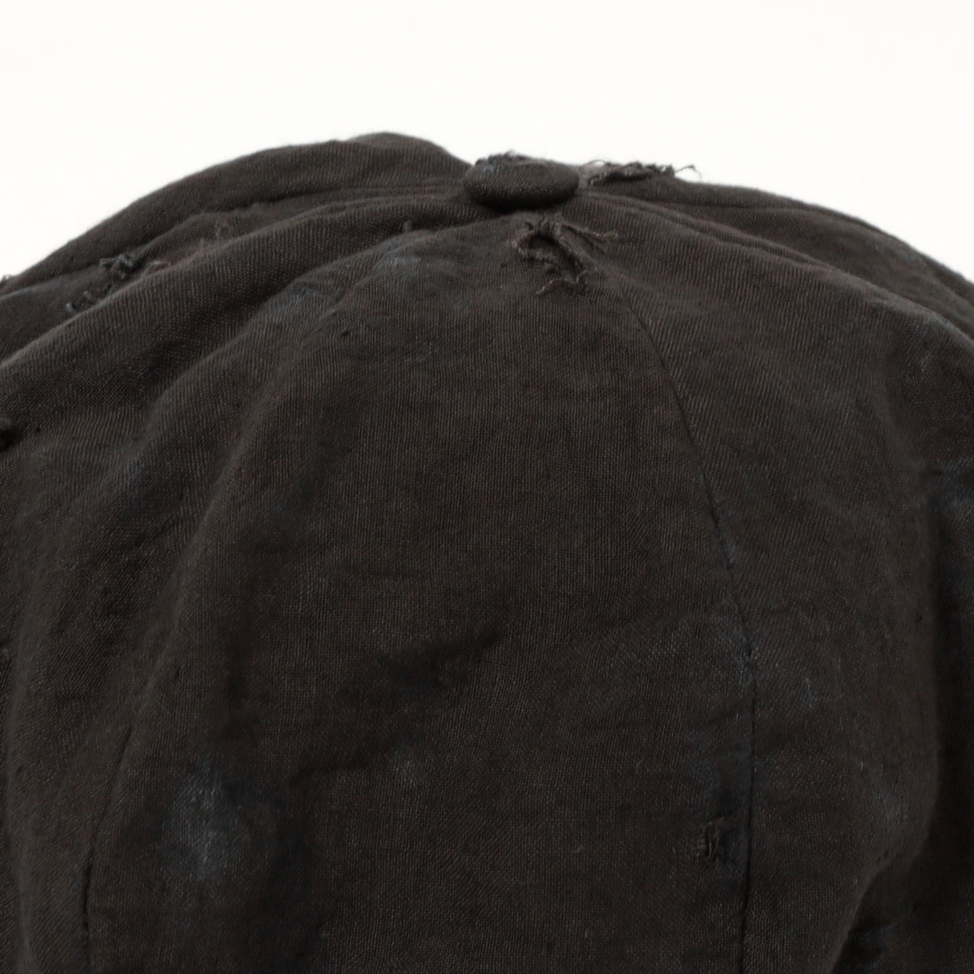 Dirty Black Linen Damaged Casquette / BLACK