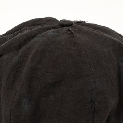 Dirty Black Linen Damaged Casquette / BLACK