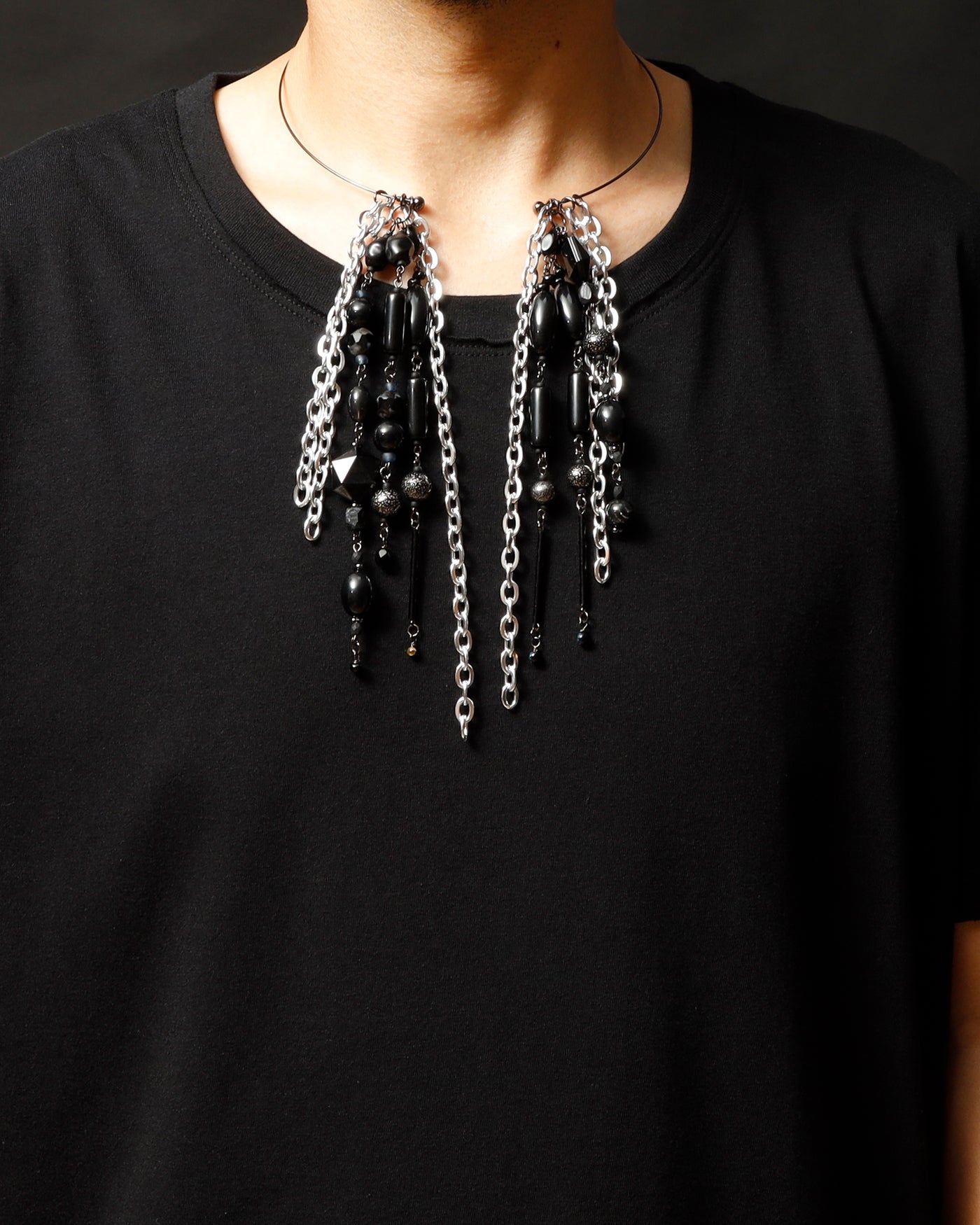 深淵 / Abyss / woden / necklace / BLACK/SILVER
