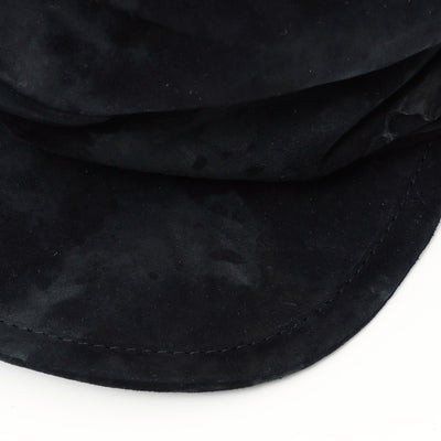 Bleached Black Leather Turn Cap / BLACK