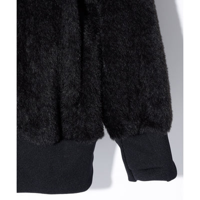 SB METALLIC LOGO SHAGGY CARDIGAN / BLACK