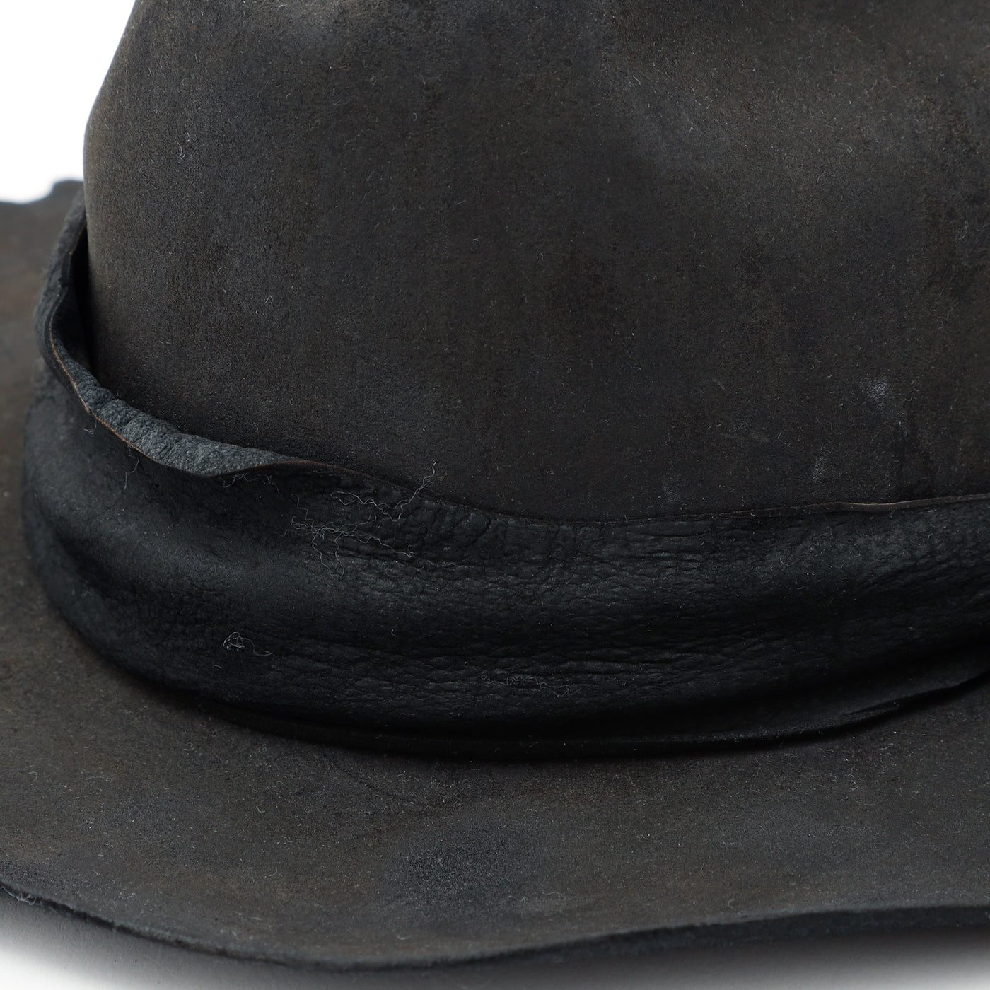 Leather Ribbon Charcoal Burned Hat / CHARCOAL