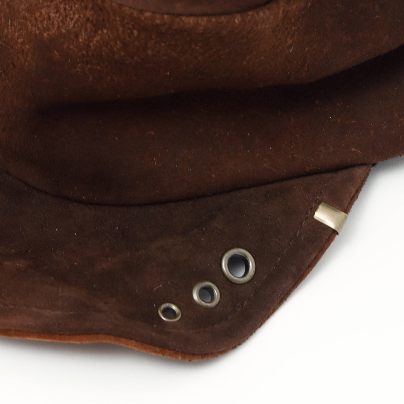 Deep Brown Leather Turn Cap / BROWN