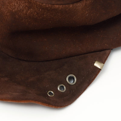 Deep Brown Leather Turn Cap / BROWN