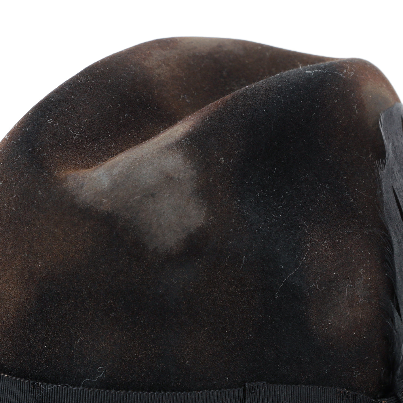 Burned Western Hat w/Feather / BLACK