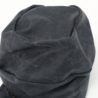 Leather Chain Turn Cap / BLACK
