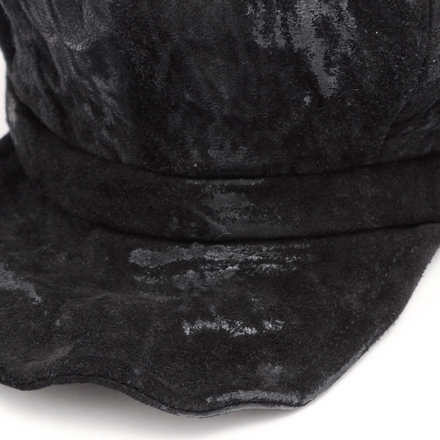Painting Cow Leather Casquette / BLACK