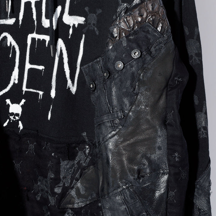 Roen(ロエン) REMAKE LEATHER DENIM MIX COATING BIG PO / BLACK