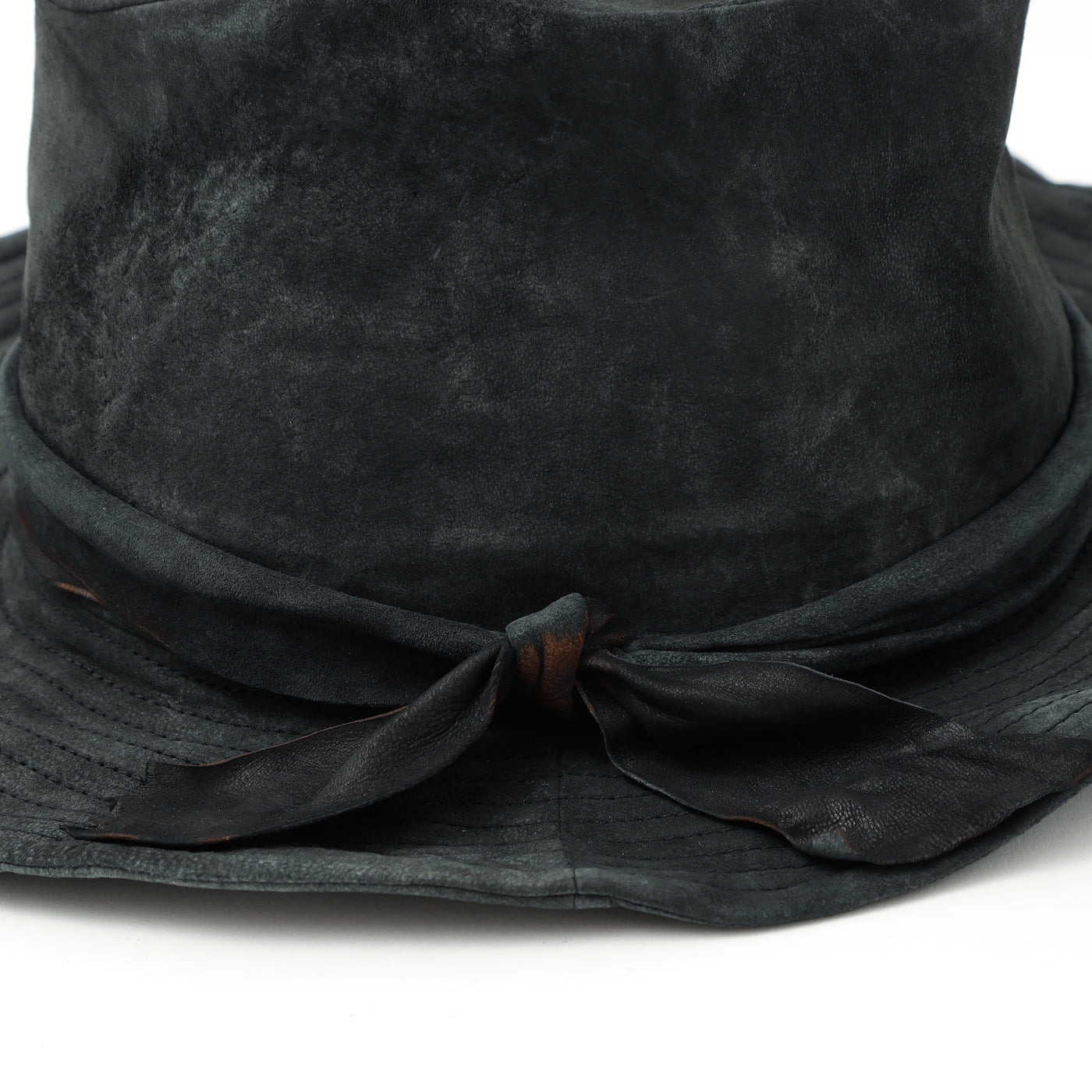 Leather Ribbon Hat / BLACK