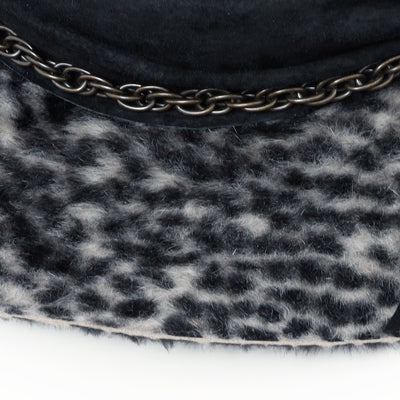 Gray Leopard Leather Chain Hat / GRAY