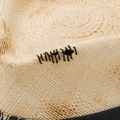 Bandana&Leather Burned Panama Hat / BEIGE