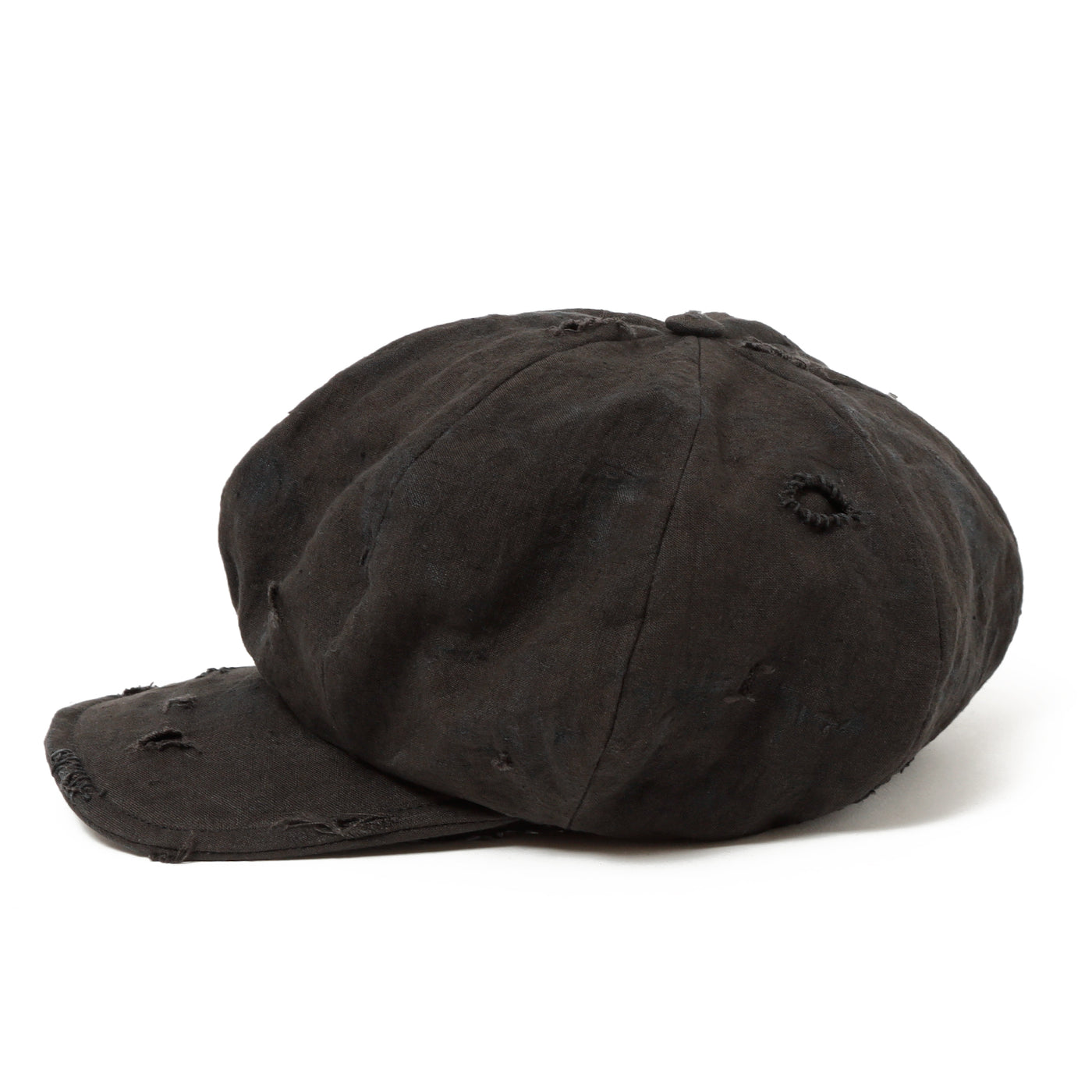 Dirty Black Linen Damaged Casquette / BLACK
