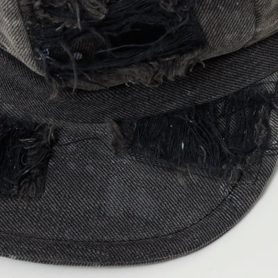 Painting & Damaged Denim Casquette / BLACK