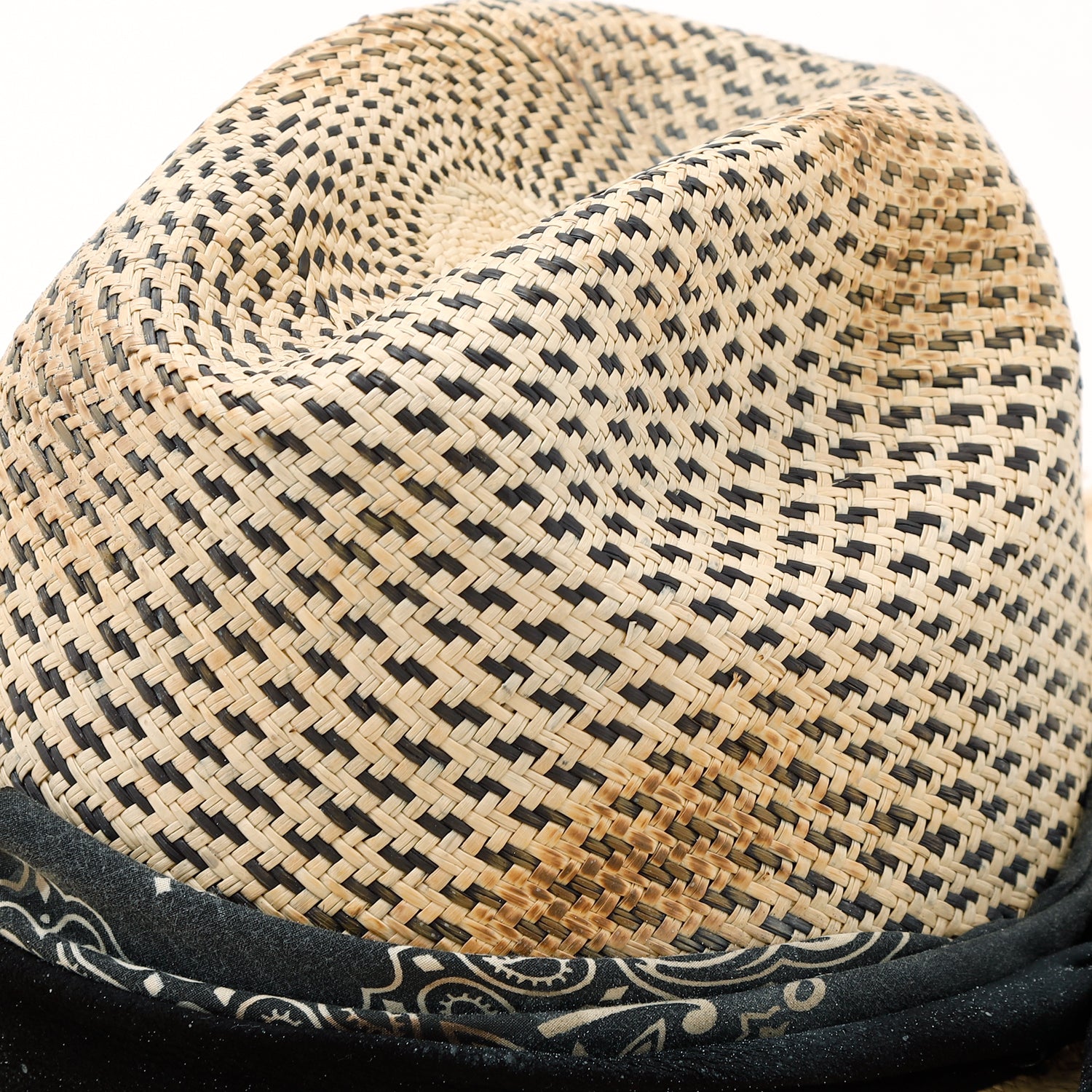Small Triangle Hat triangles hat(トライアングルズハット) SandSpray Leather&Bandana Burned Panama Hat ...