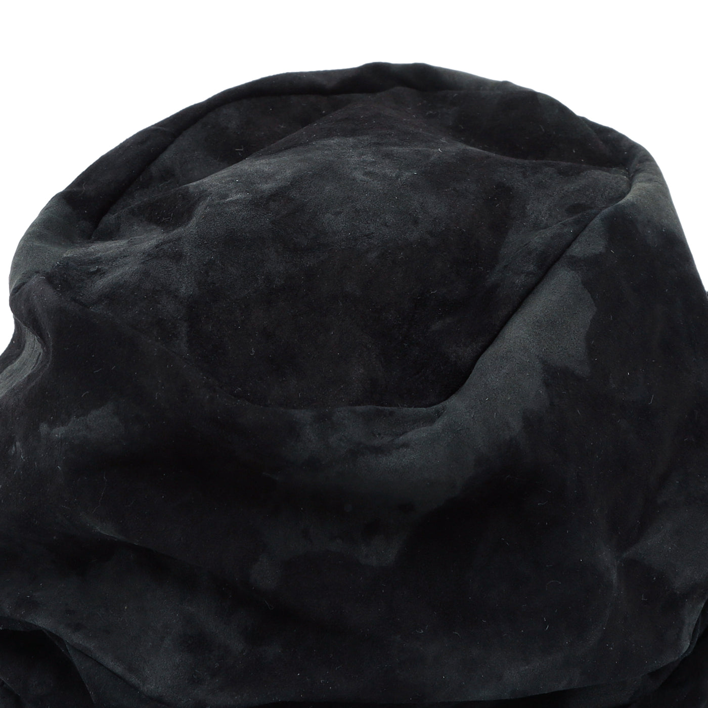 Bleached Black Leather Turn Cap / BLACK