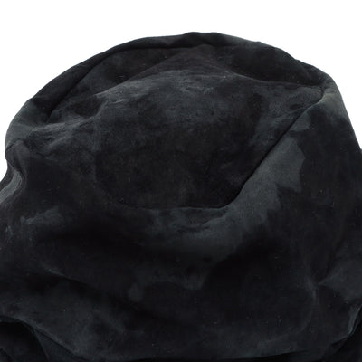 Bleached Black Leather Turn Cap / BLACK
