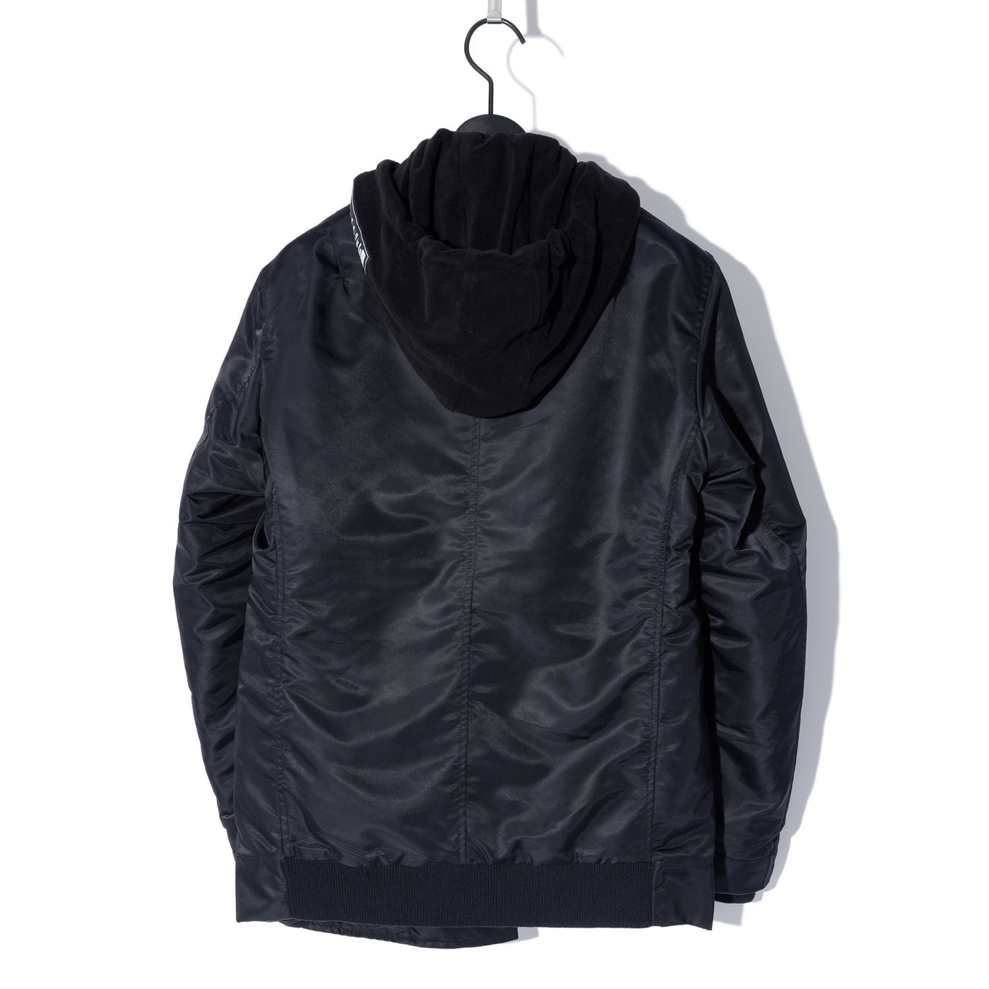 FAKE LAYERED NYLON JK w/HOOD / BLACK