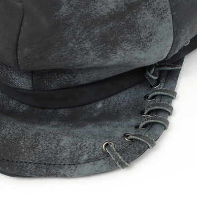Eyelet Leather Casquette / BLACK