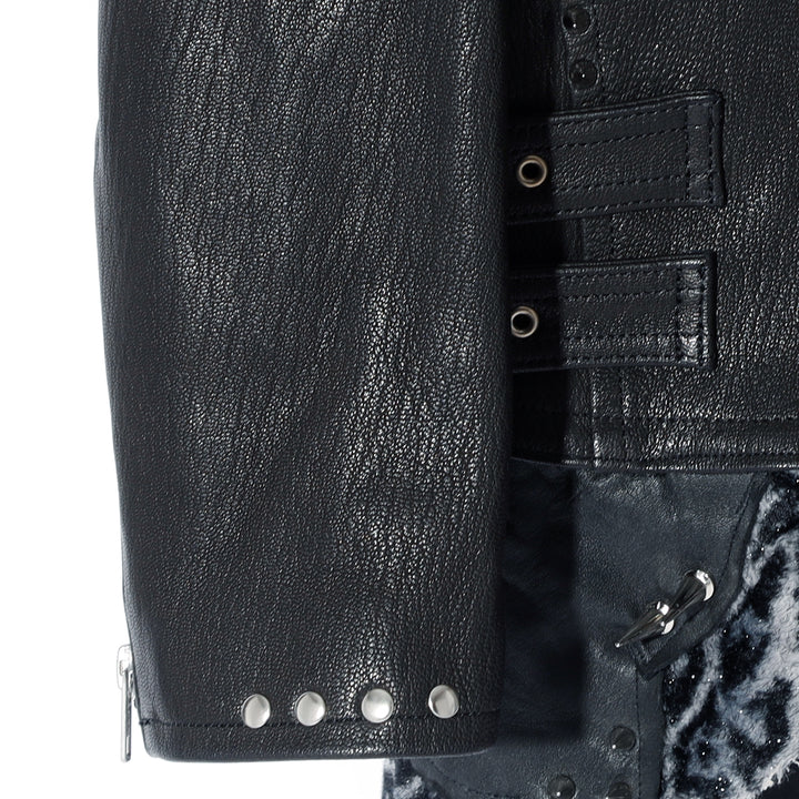 Roen(ロエン) REMAKE STUDS WHITE LEO SKULL RIDERS JKT / BLACK