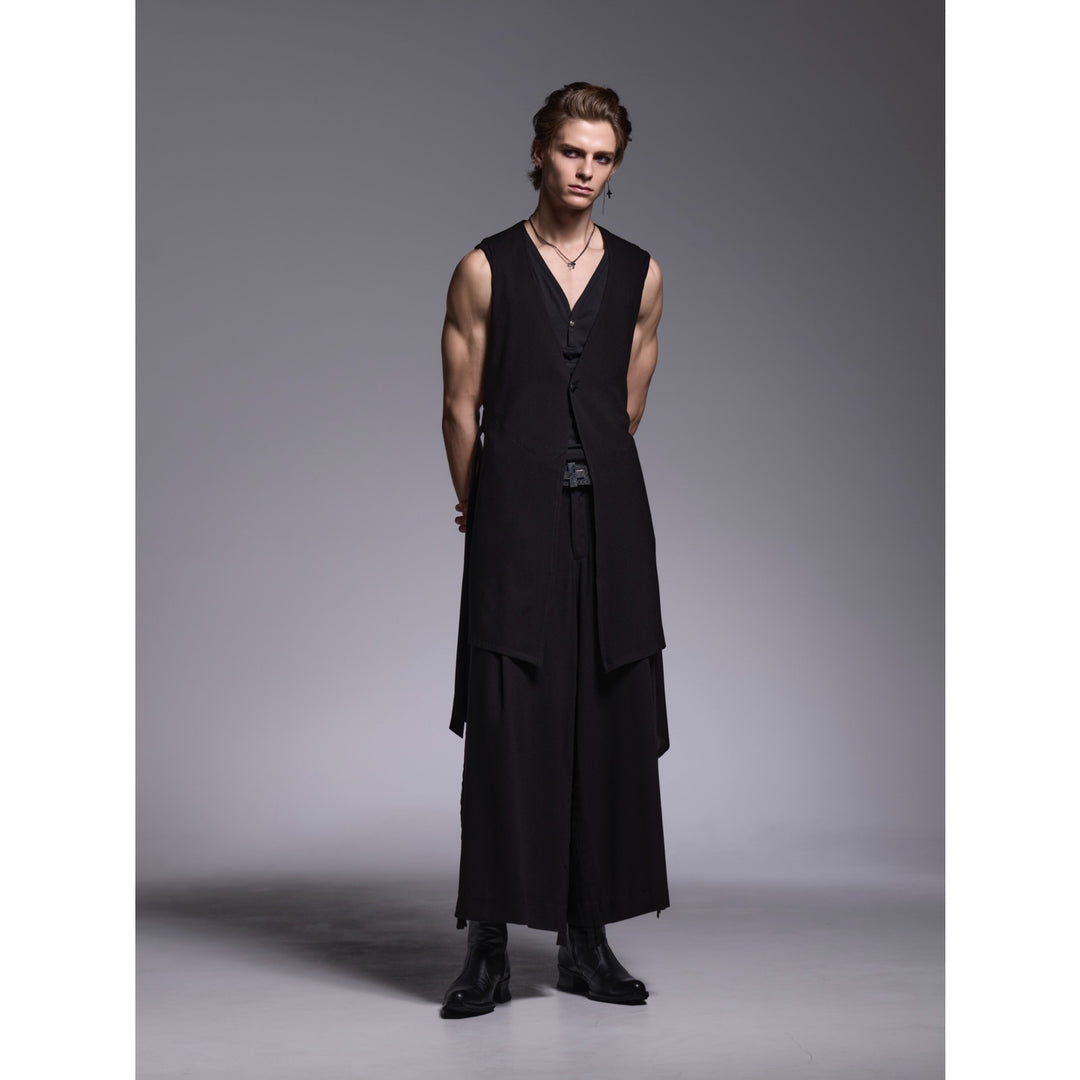 kiryuyrik(キリュウキリュウ)Crape SharringWideTuckSlacks / Black