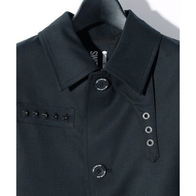 PLEATED TAILCOAT w/STUDS / BLACK