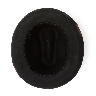 Wool Burned Western Hat / BLACK