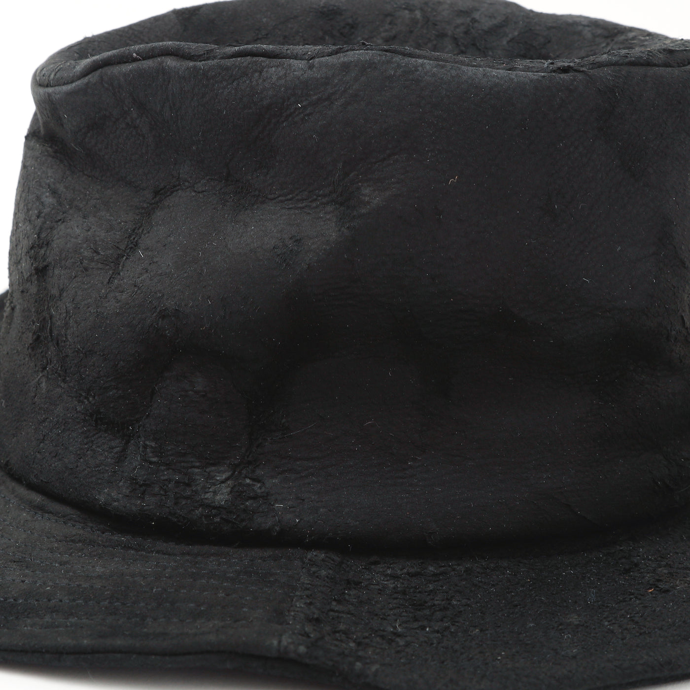 Black Leather Gold Eyelet Hat / BLACK