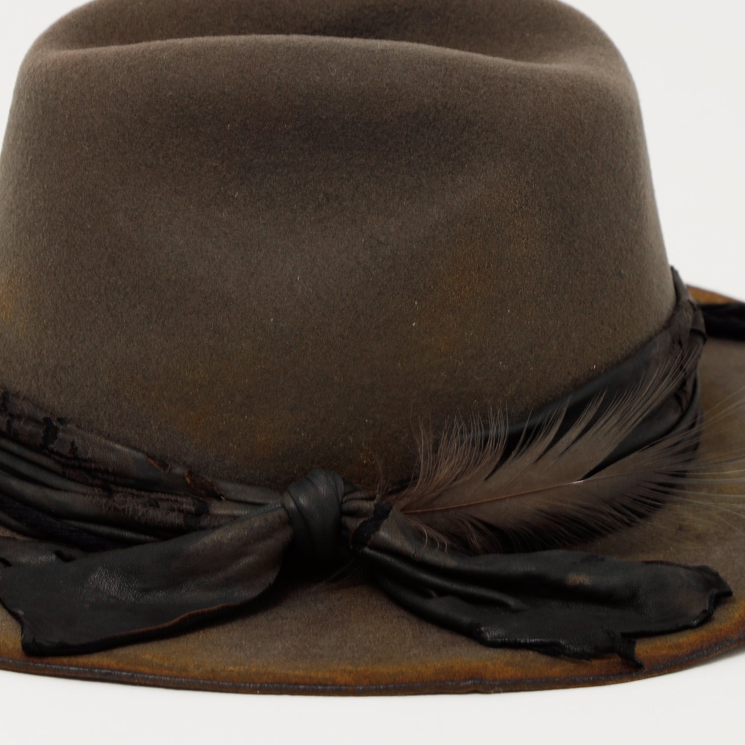 Small Triangle Hat triangles hat(トライアングルズハット) Edge Burned Leather Ribbon Hat / CHARCOAL ...
