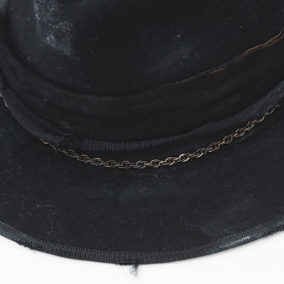 Chain & Leather Painting Fedora Hat / BLACK