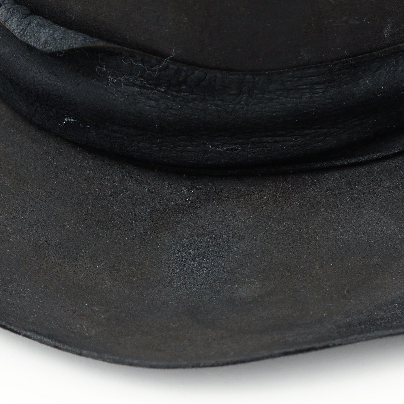 Leather Ribbon Charcoal Burned Hat / CHARCOAL