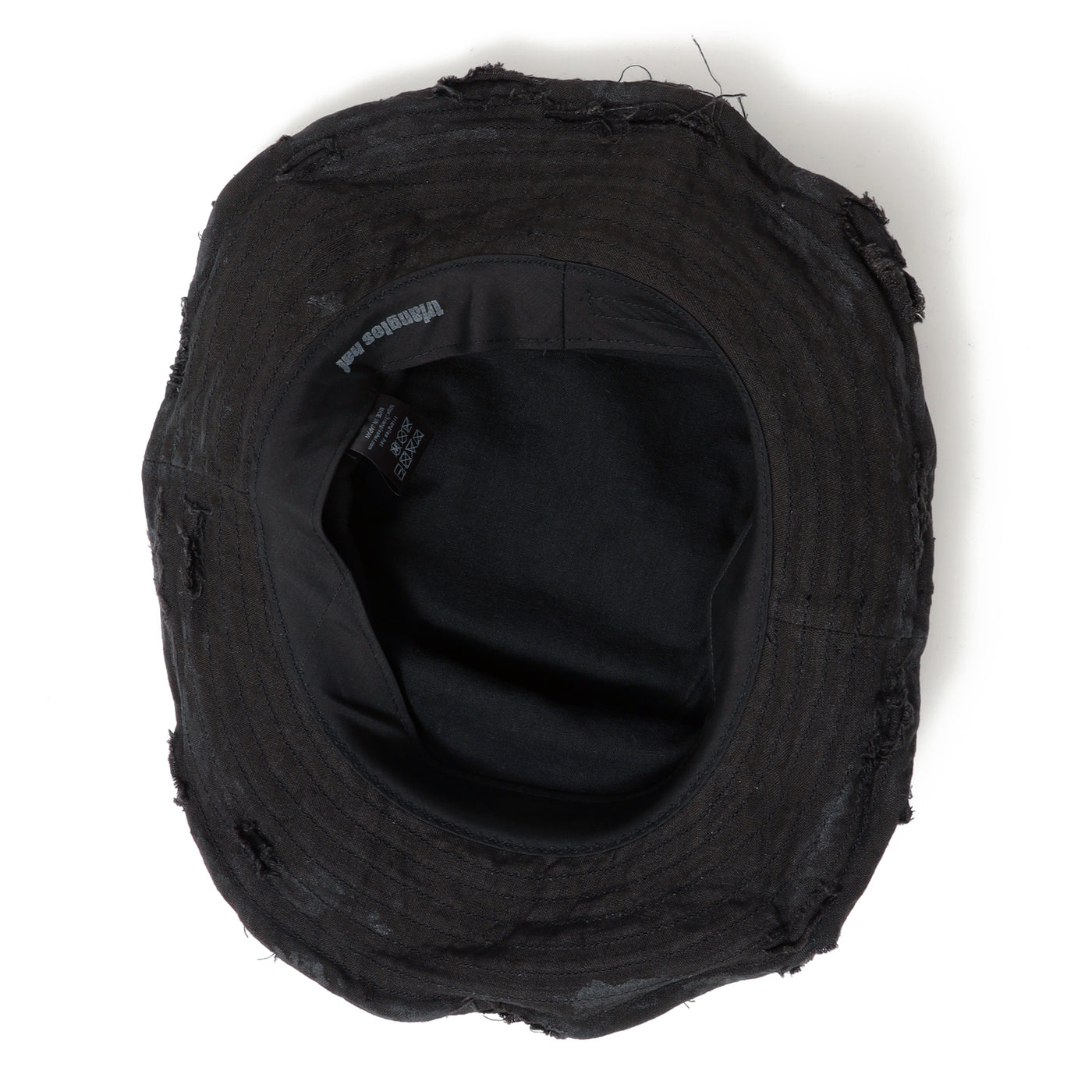 Dirty Black Linen Damaged Bucket Hat / BLACK