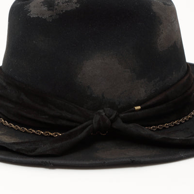 Leather & Chain Western Hat / BLACK