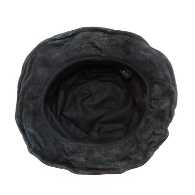 Washed Painting Leather Bucket Hat / BLACK